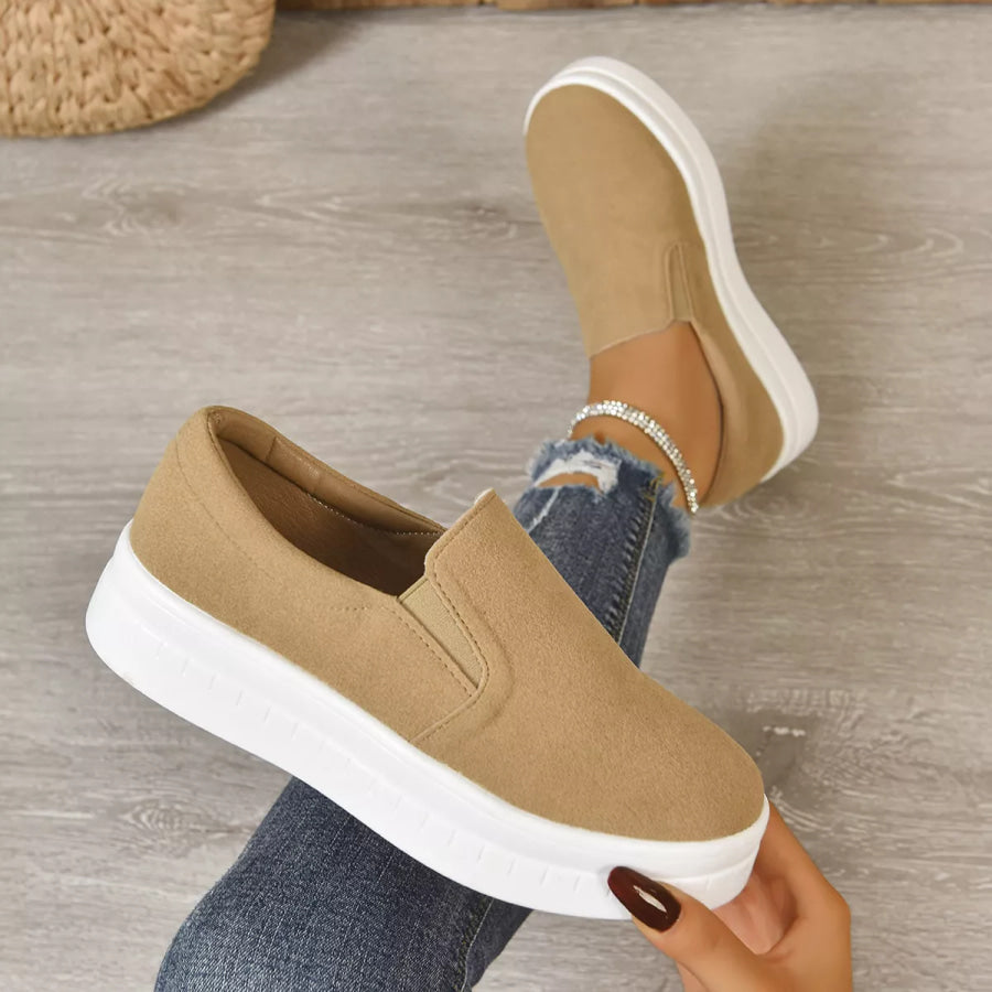 Round Toe Platform Slip-Ons Apparel and Accessories