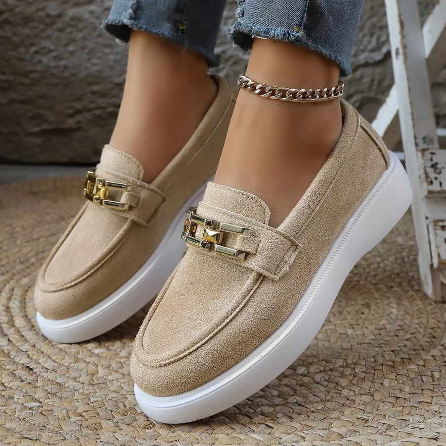 Round Toe Platform Slip-Ons Apparel and Accessories
