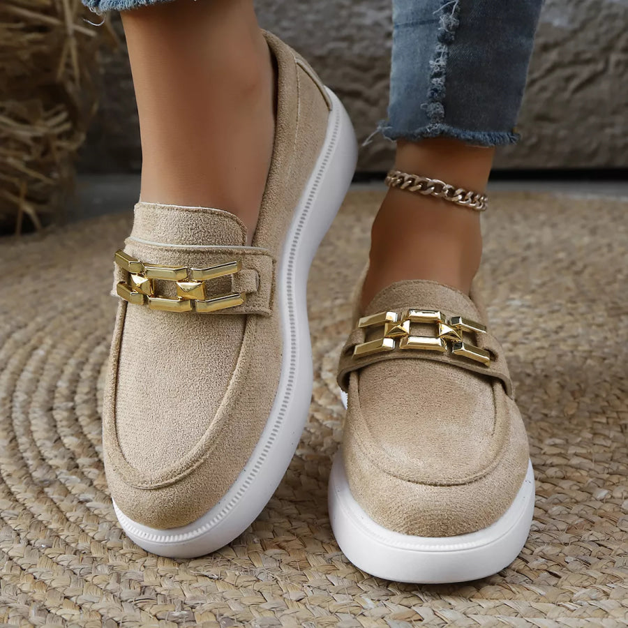 Round Toe Platform Slip-Ons Apparel and Accessories