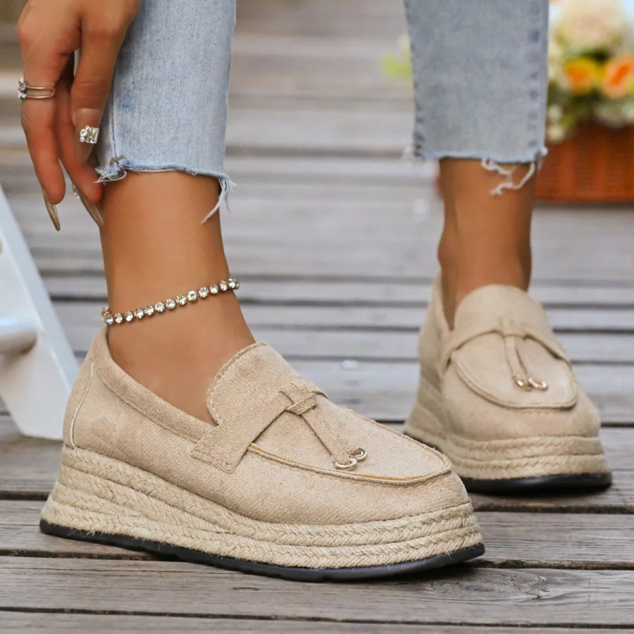 Round Toe Platform Slip-Ons Apparel and Accessories