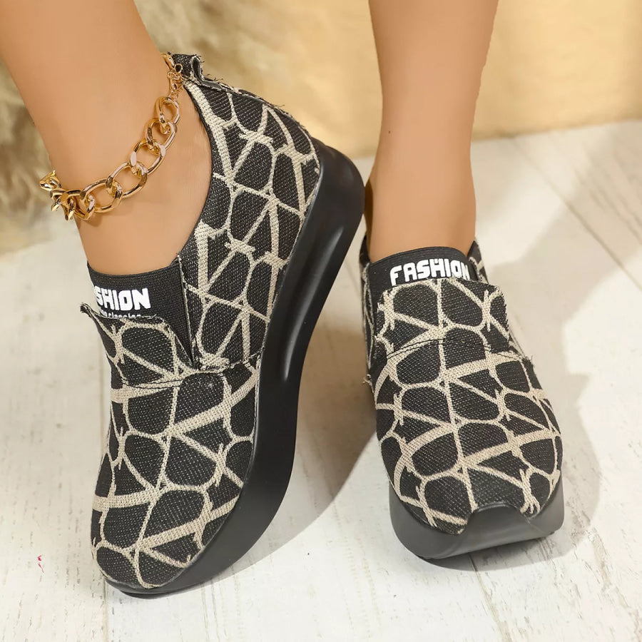 Round Toe Platform Slip-Ons Apparel and Accessories