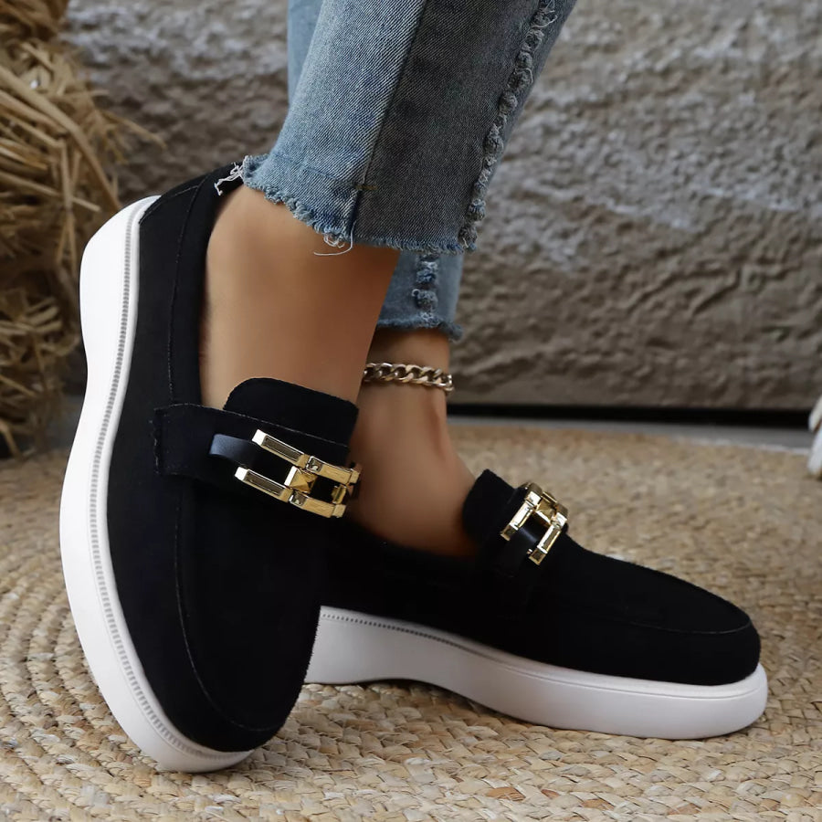 Round Toe Platform Slip-Ons Apparel and Accessories