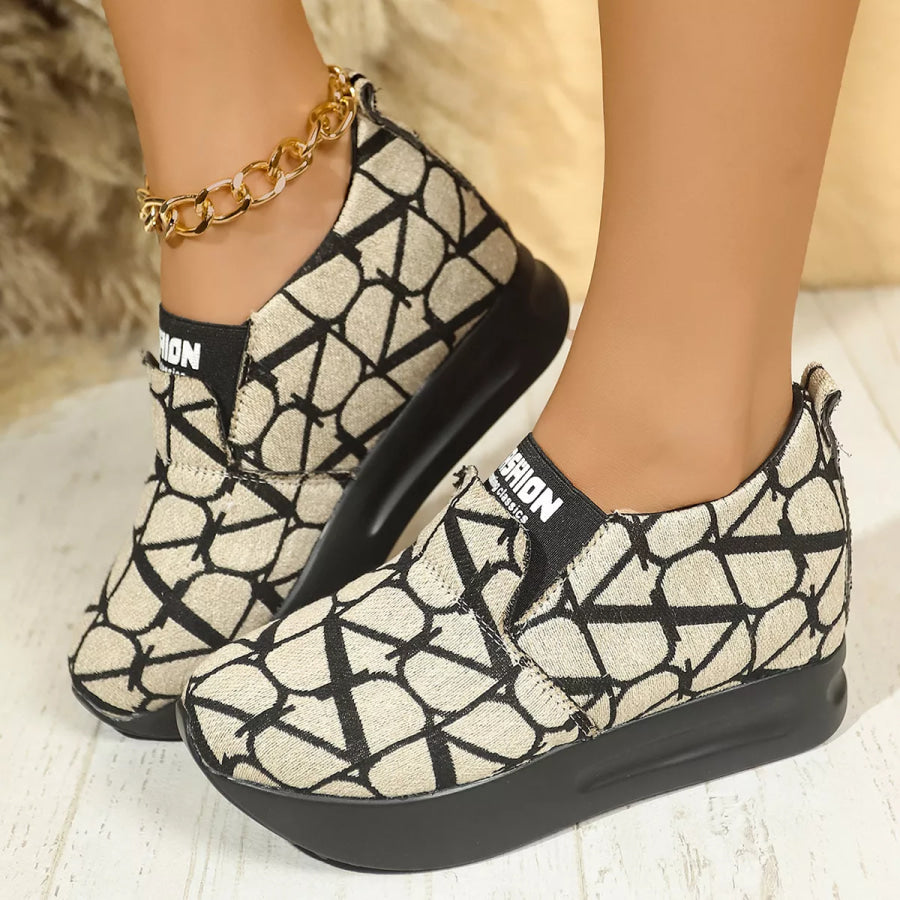 Round Toe Platform Slip-Ons Beige / 35 Apparel and Accessories