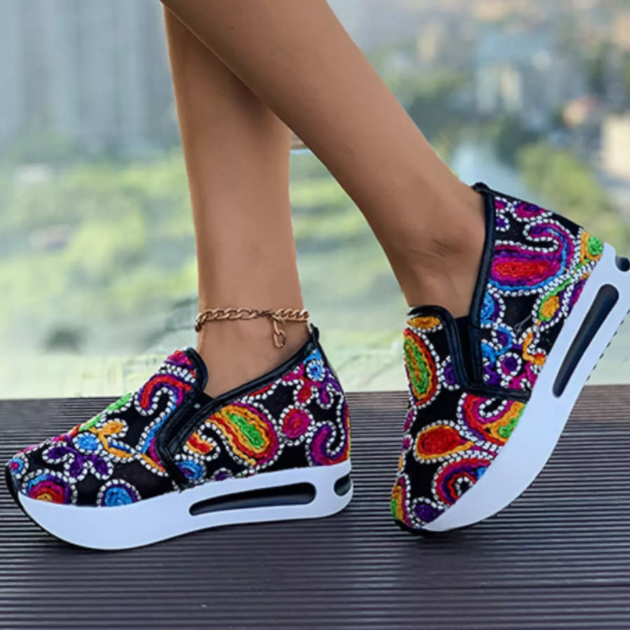Round Toe Platform Slip-Ons Black / 35 Apparel and Accessories