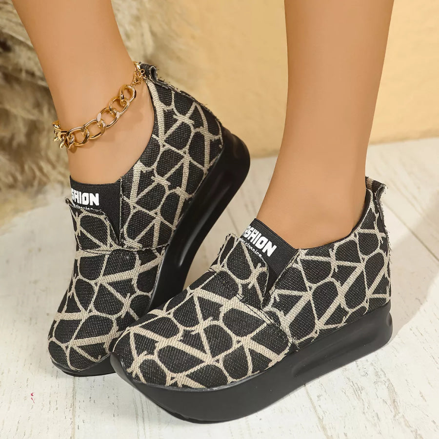 Round Toe Platform Slip-Ons Black / 35 Apparel and Accessories