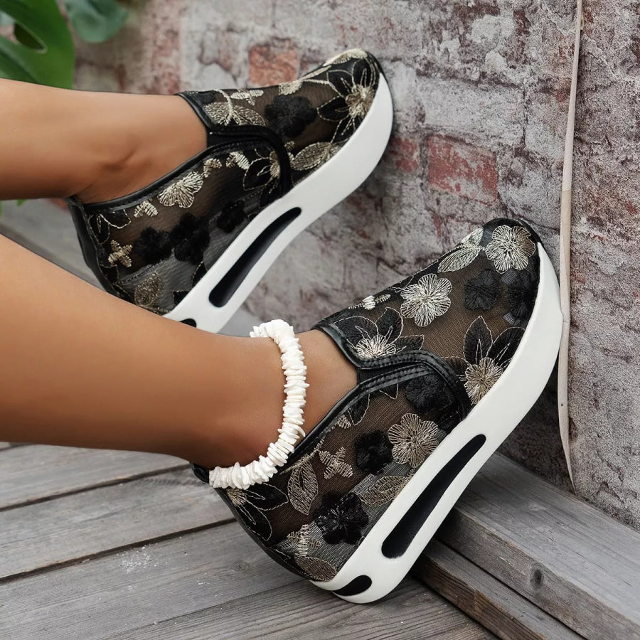Round Toe Platform Slip-Ons Black / 36 Apparel and Accessories