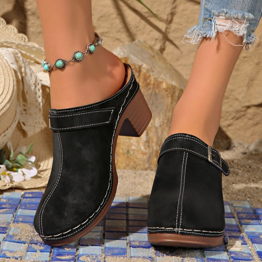 Round Toe Platform Slip-Ons Black / 36 Apparel and Accessories