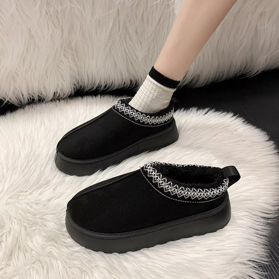 Round Toe Platform Slip-Ons Black / 36 Apparel and Accessories
