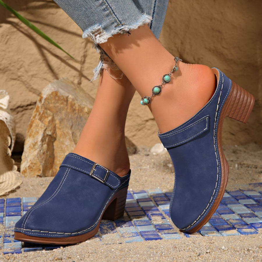 Round Toe Platform Slip-Ons Blue / 36 Apparel and Accessories