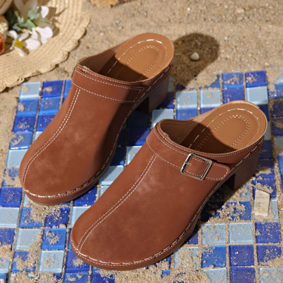 Round Toe Platform Slip-Ons Brown / 36 Apparel and Accessories