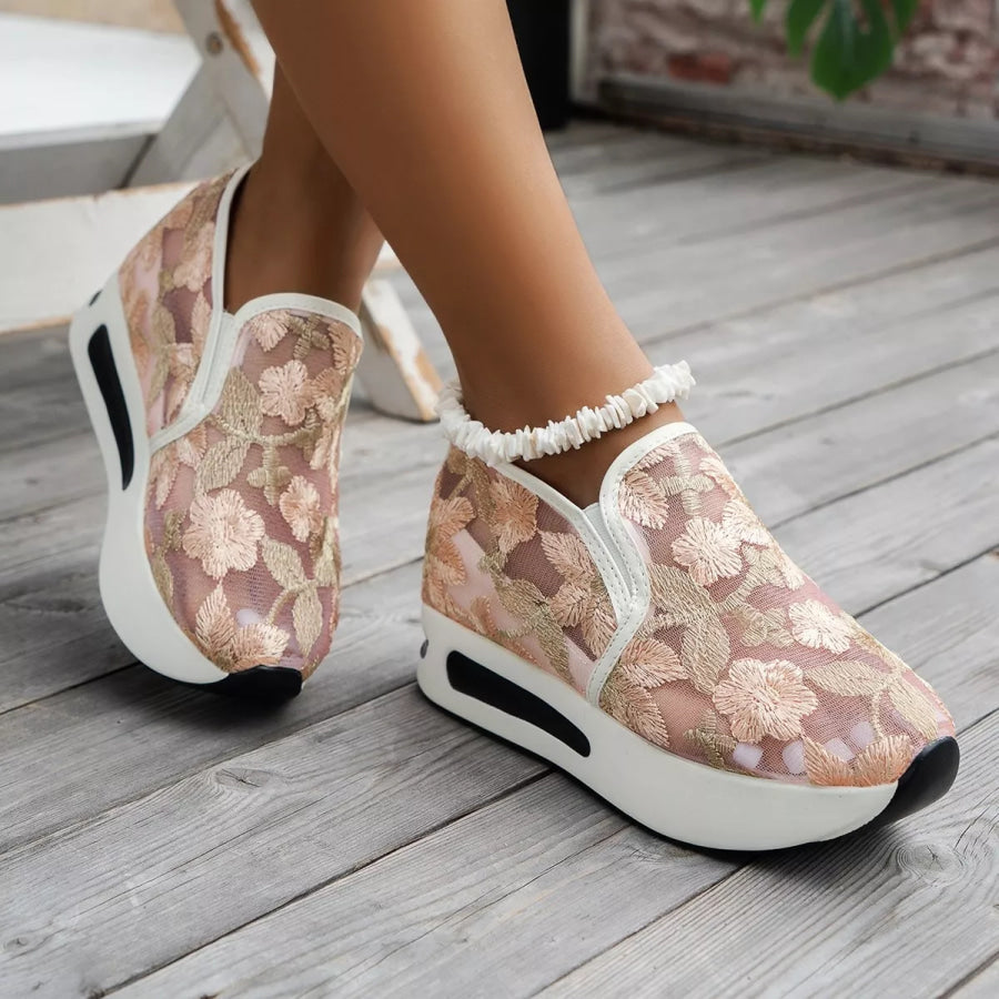 Round Toe Platform Slip-Ons Pink / 36 Apparel and Accessories
