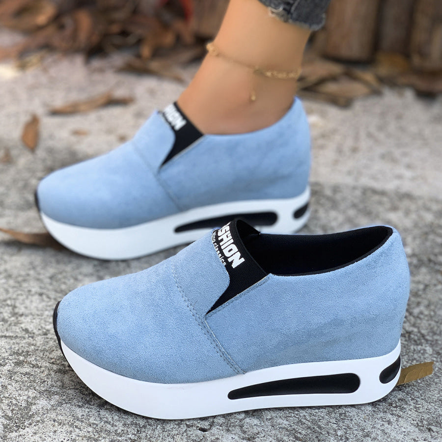 Round Toe Platform Slip-Ons Sky Blue / 35 Apparel and Accessories