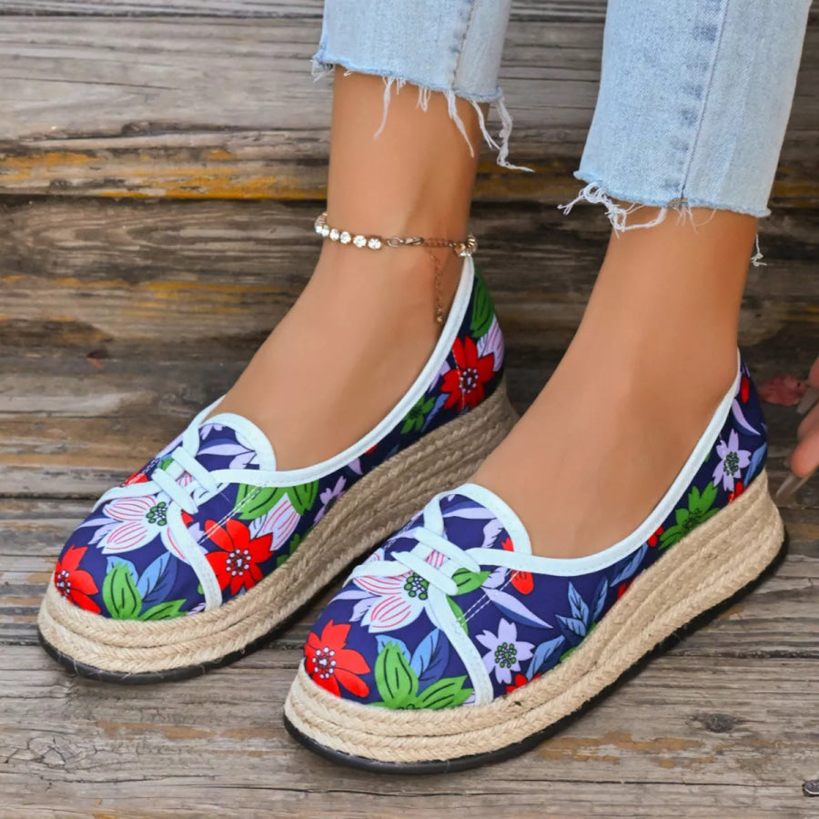 Round Toe Platform Slip-Ons Sky Blue / 36 Apparel and Accessories