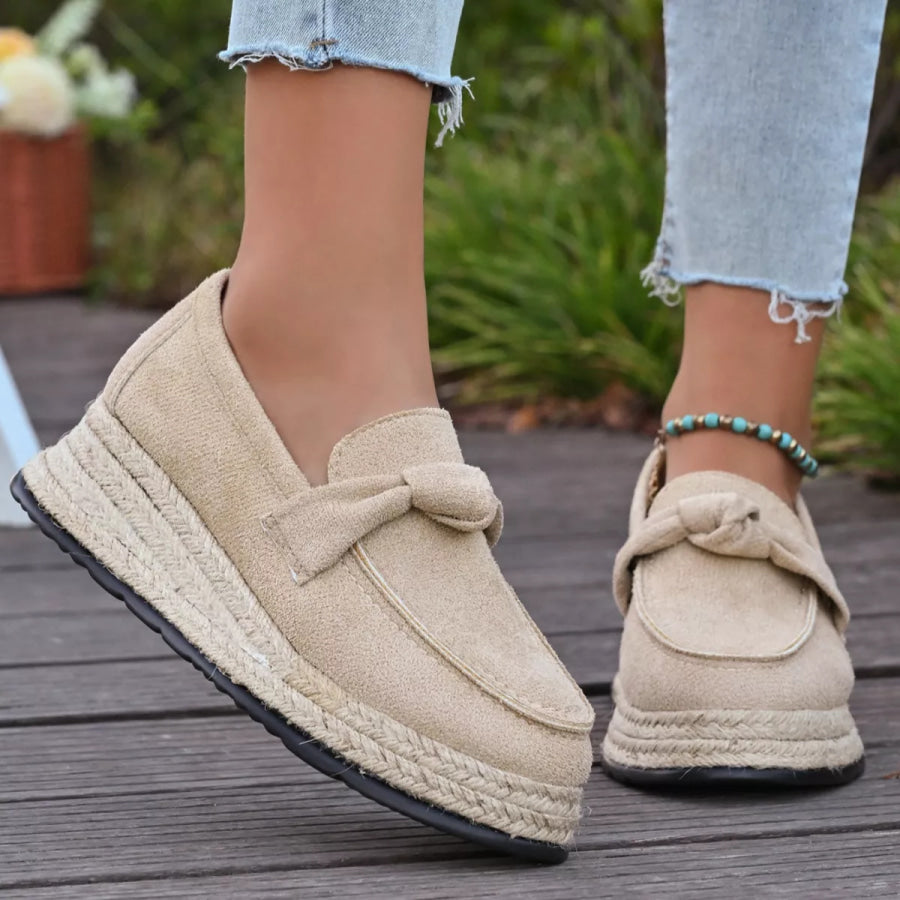 Round Toe Platform Slip-Ons Tan / 36 Apparel and Accessories