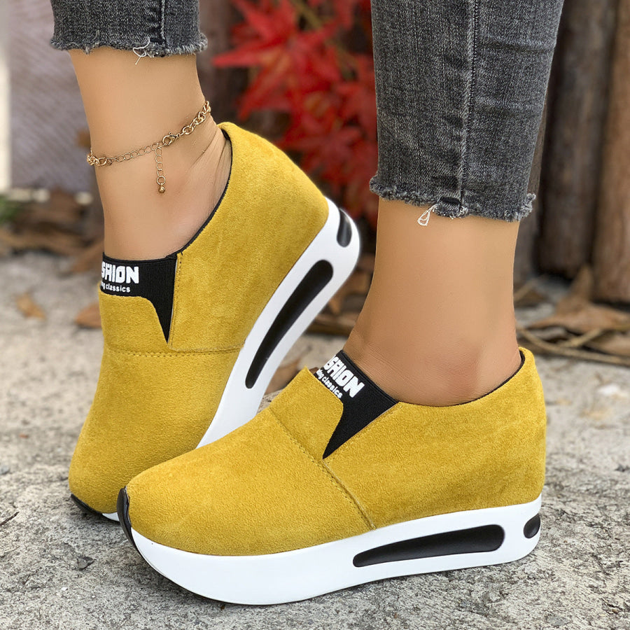 Round Toe Platform Slip-Ons Yellow / 35 Apparel and Accessories