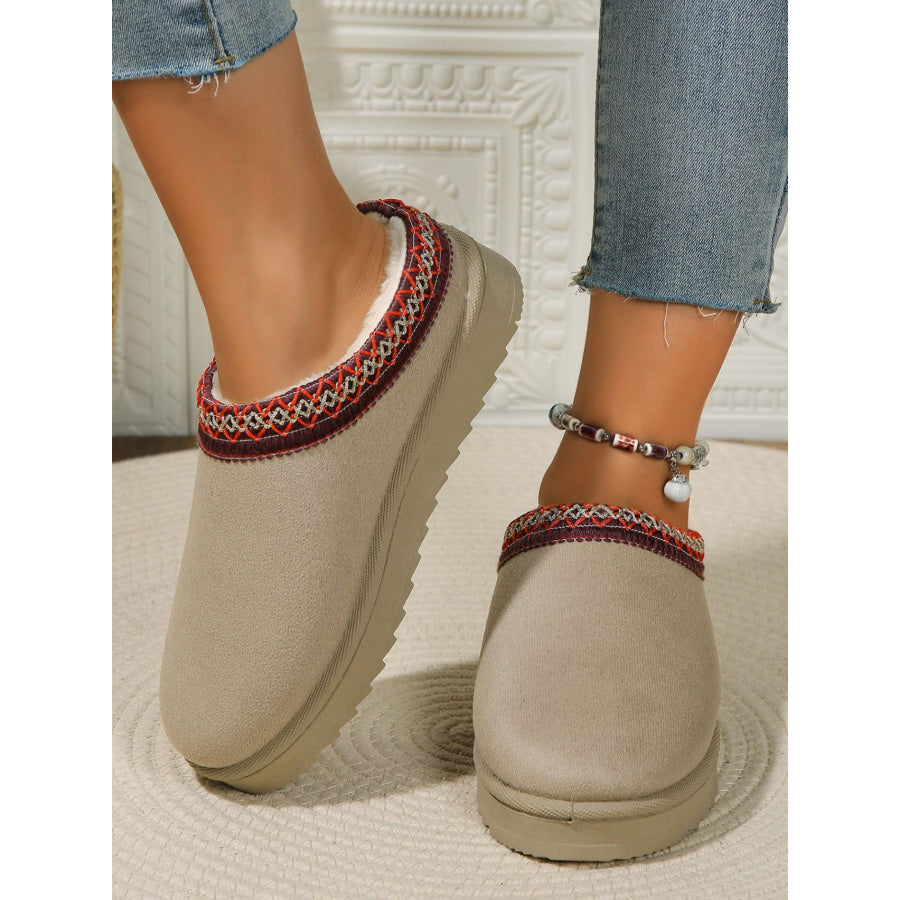 Round Toe Platform Slippers Beige / 36(US5) Apparel and Accessories