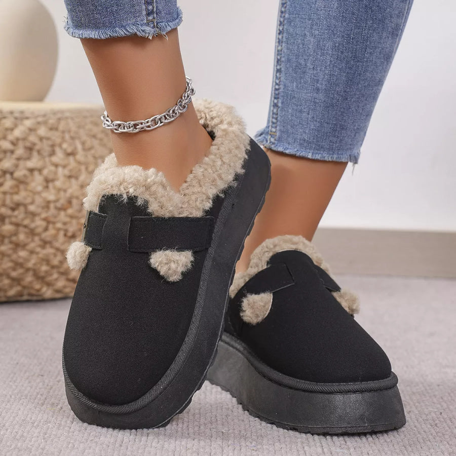 Round Toe Platform Slippers Black / 36 Apparel and Accessories