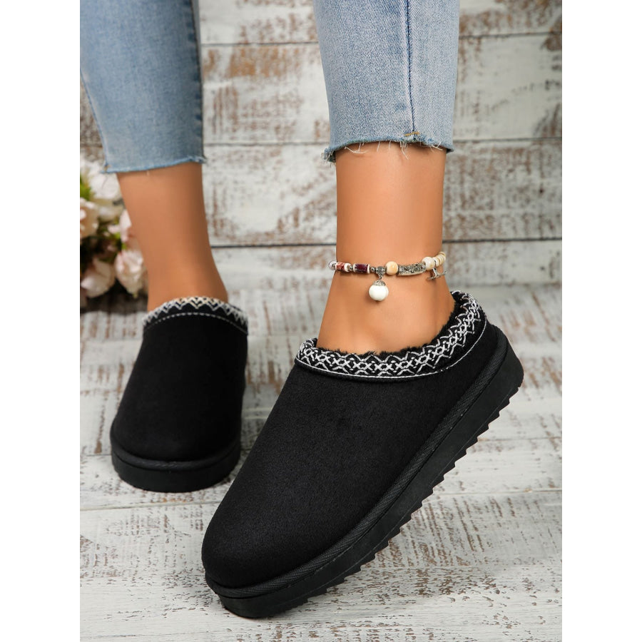 Round Toe Platform Slippers Black / 36(US5) Apparel and Accessories