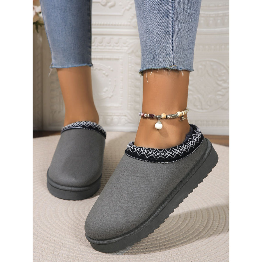 Round Toe Platform Slippers Dark Gray / 36(US5) Apparel and Accessories