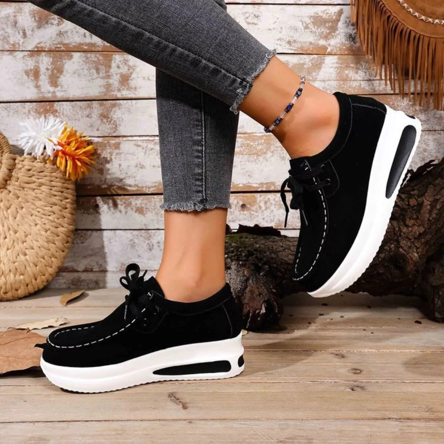 Round Toe Platform Sneakers Apparel and Accessories