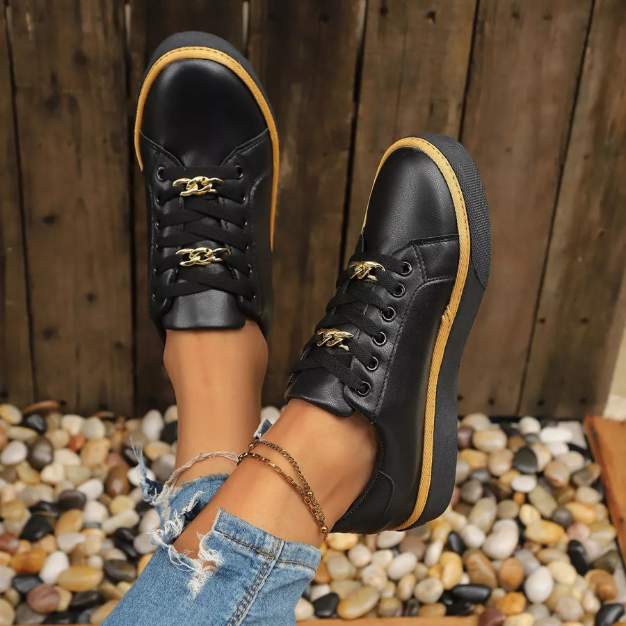 Round Toe Platform Sneakers Apparel and Accessories