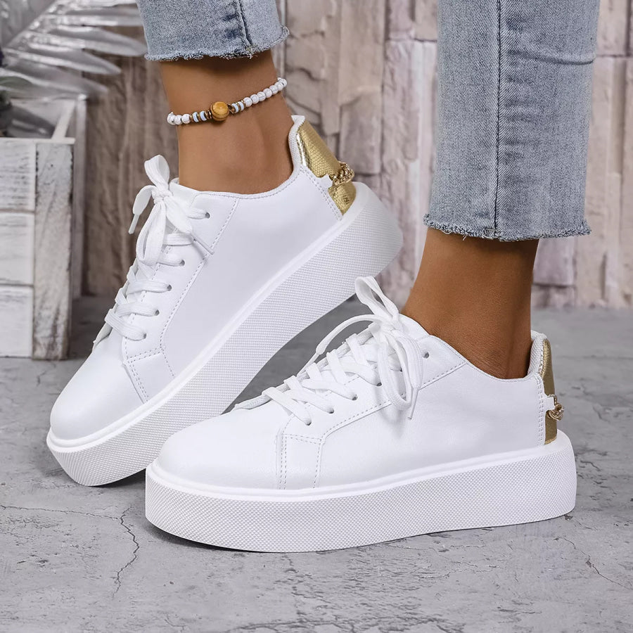 Round Toe Platform Sneakers White / 36 Apparel and Accessories