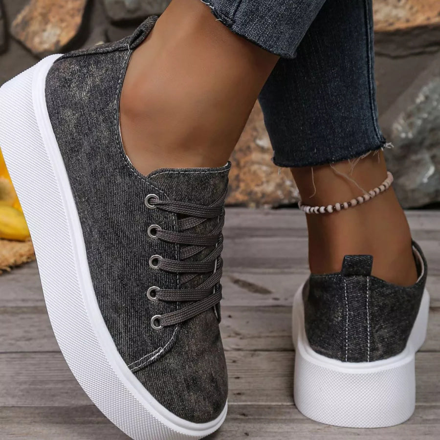 Round Toe Platform Sneakers Apparel and Accessories