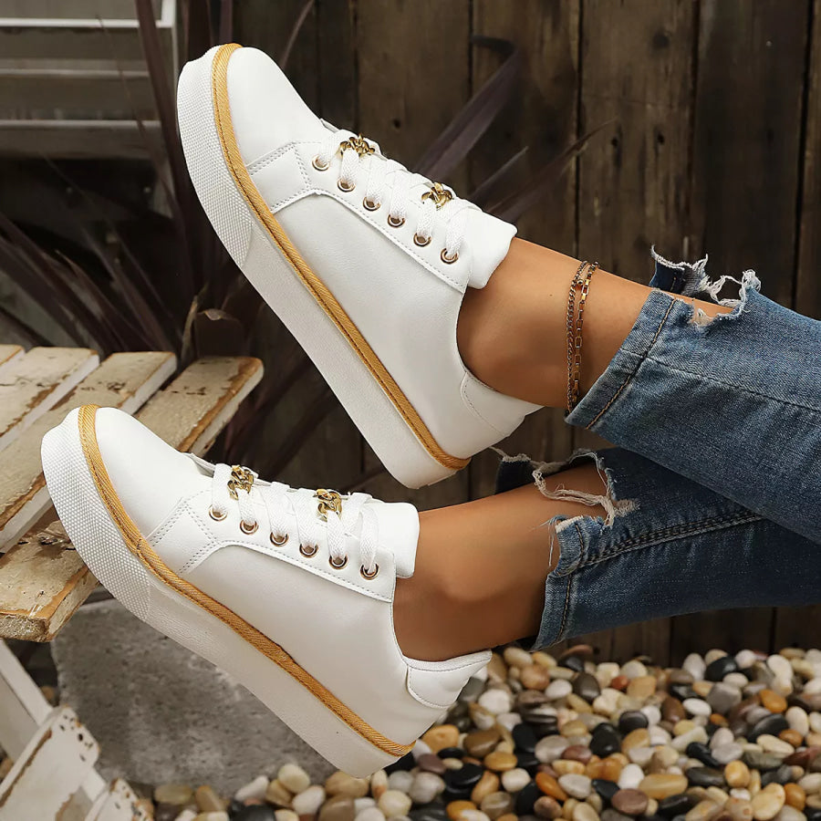 Round Toe Platform Sneakers Apparel and Accessories