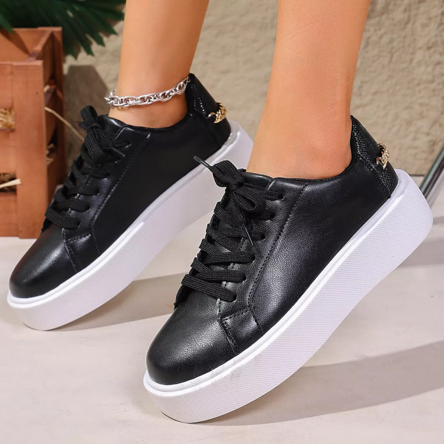 Round Toe Platform Sneakers Apparel and Accessories