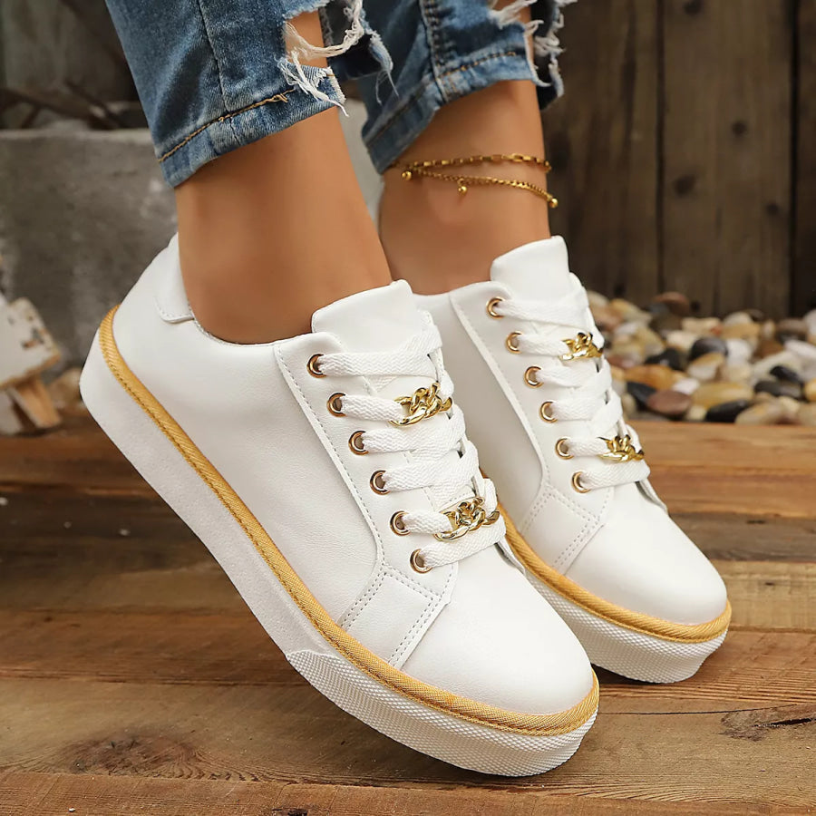 Round Toe Platform Sneakers Apparel and Accessories