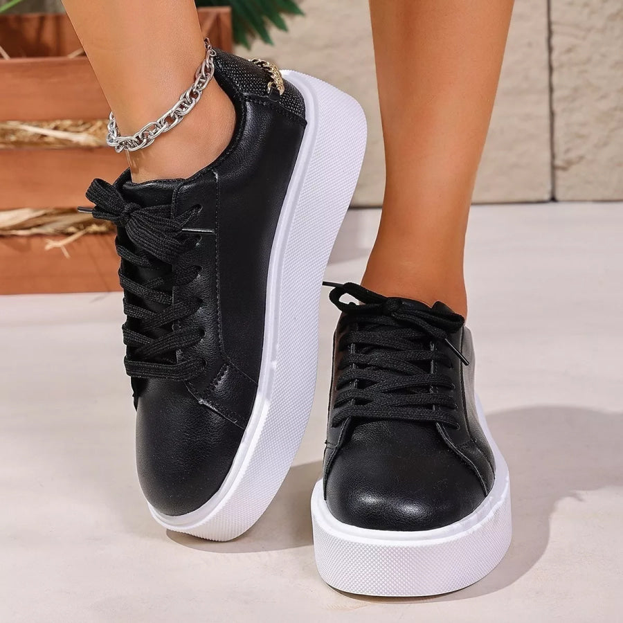Round Toe Platform Sneakers Apparel and Accessories