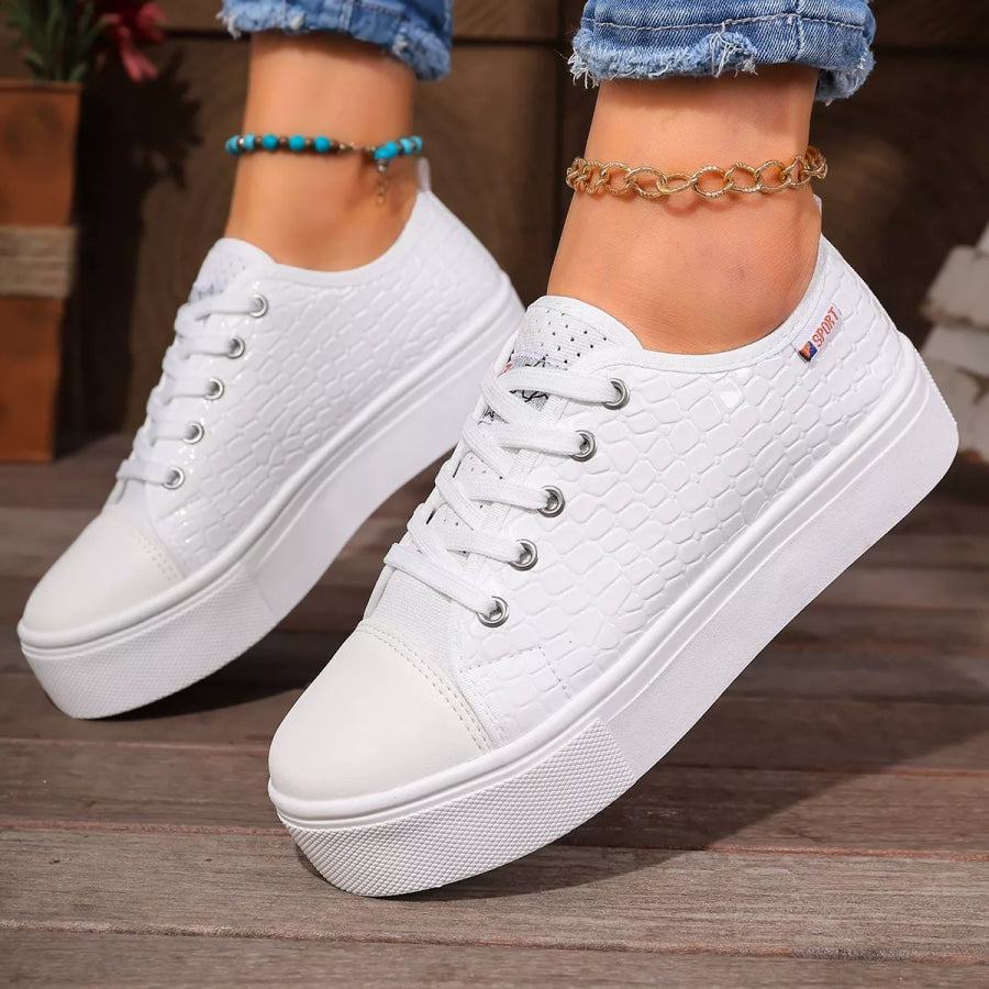 Round Toe Platform Sneakers Apparel and Accessories