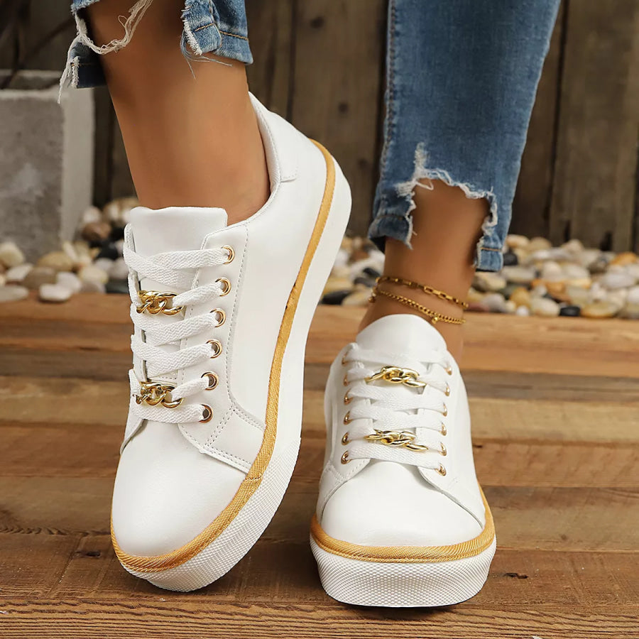 Round Toe Platform Sneakers Apparel and Accessories