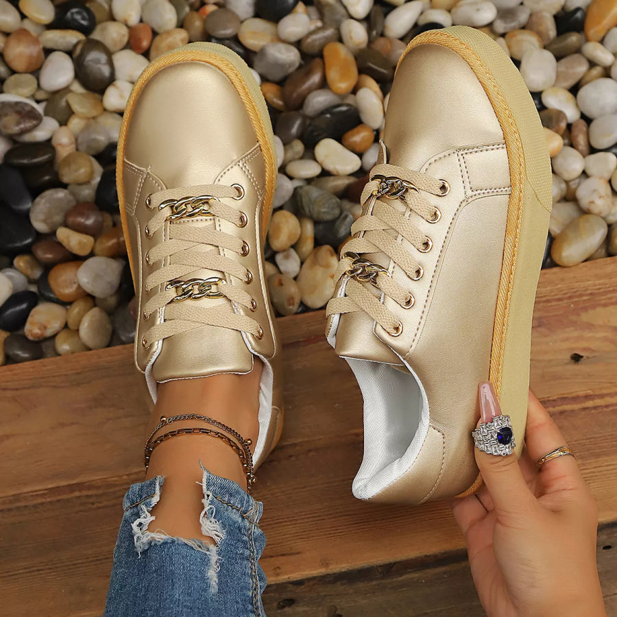 Round Toe Platform Sneakers Apparel and Accessories