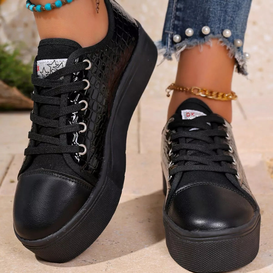 Round Toe Platform Sneakers Apparel and Accessories
