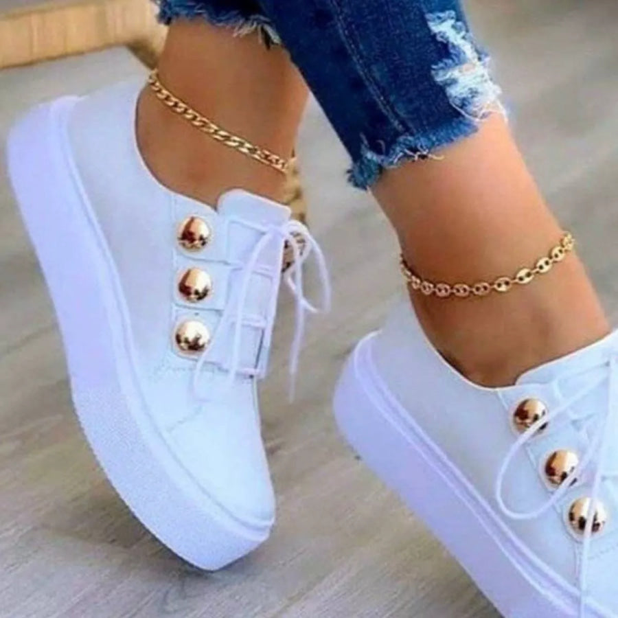 Round Toe Platform Sneakers Apparel and Accessories
