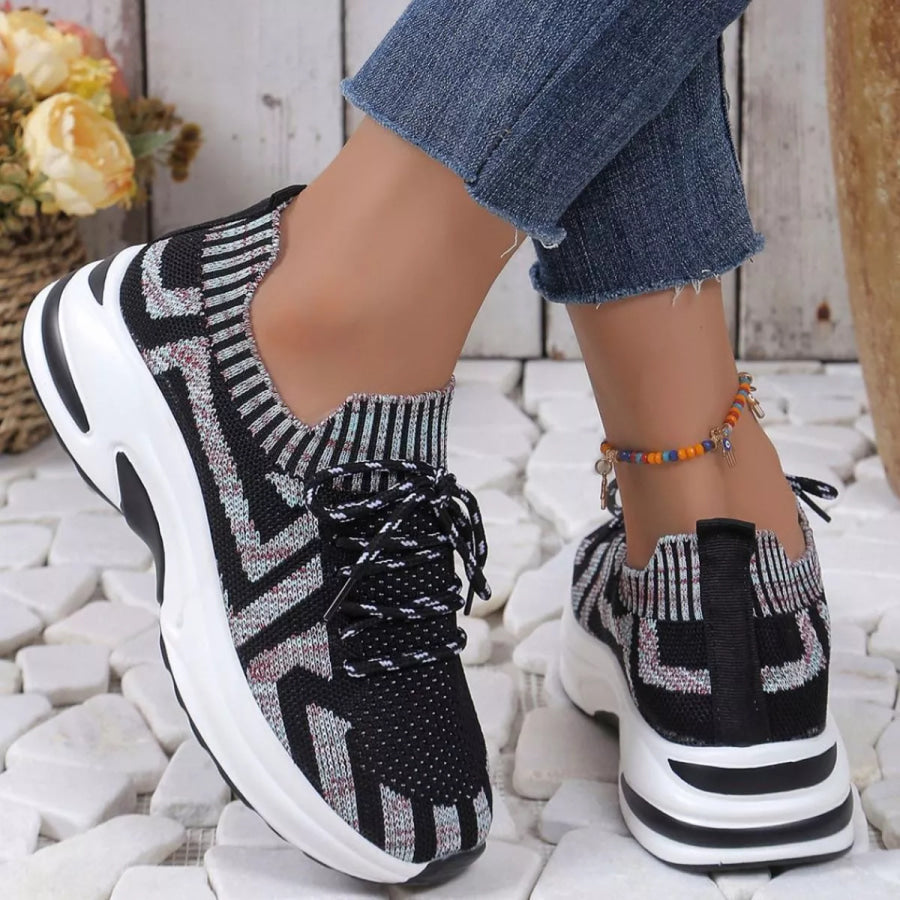 Round Toe Platform Sneakers Apparel and Accessories