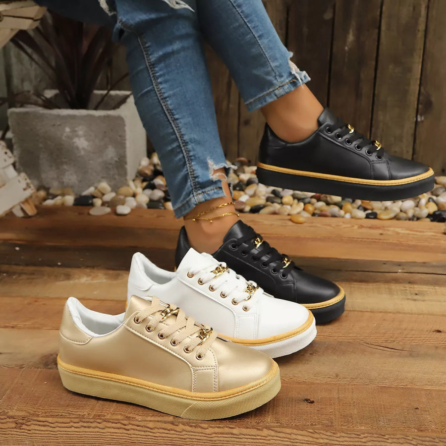 Round Toe Platform Sneakers Apparel and Accessories