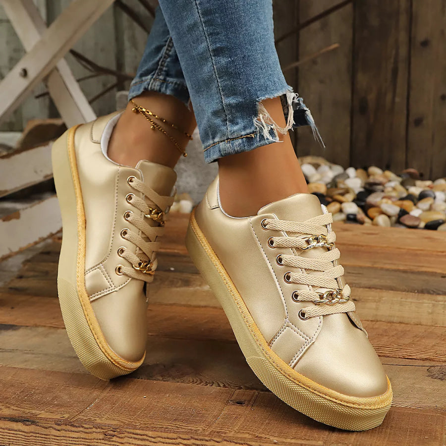 Round Toe Platform Sneakers Apparel and Accessories