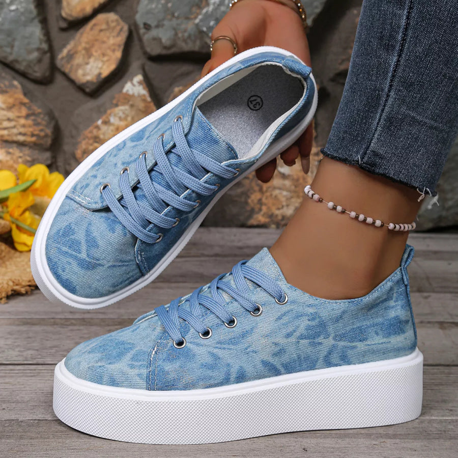 Round Toe Platform Sneakers Apparel and Accessories