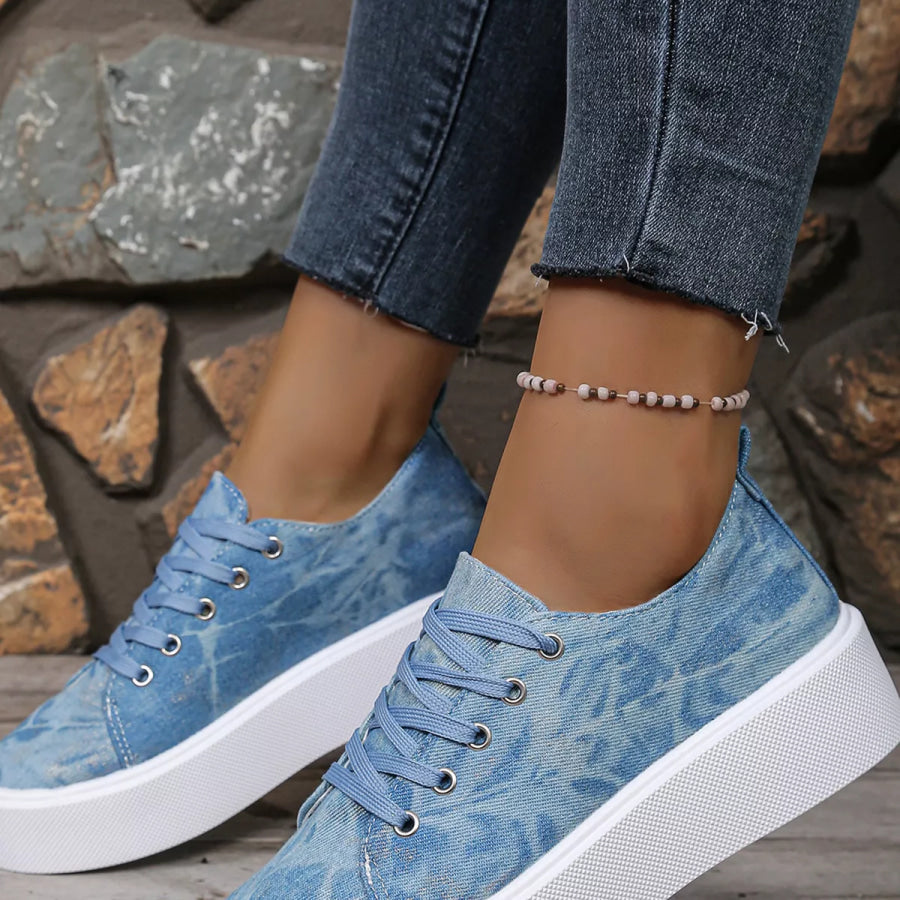 Round Toe Platform Sneakers Apparel and Accessories