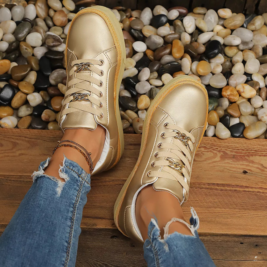 Round Toe Platform Sneakers Apparel and Accessories