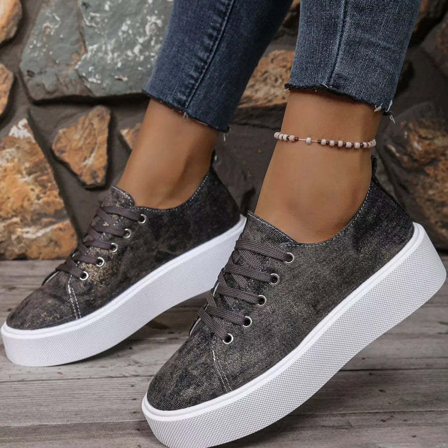Round Toe Platform Sneakers Apparel and Accessories