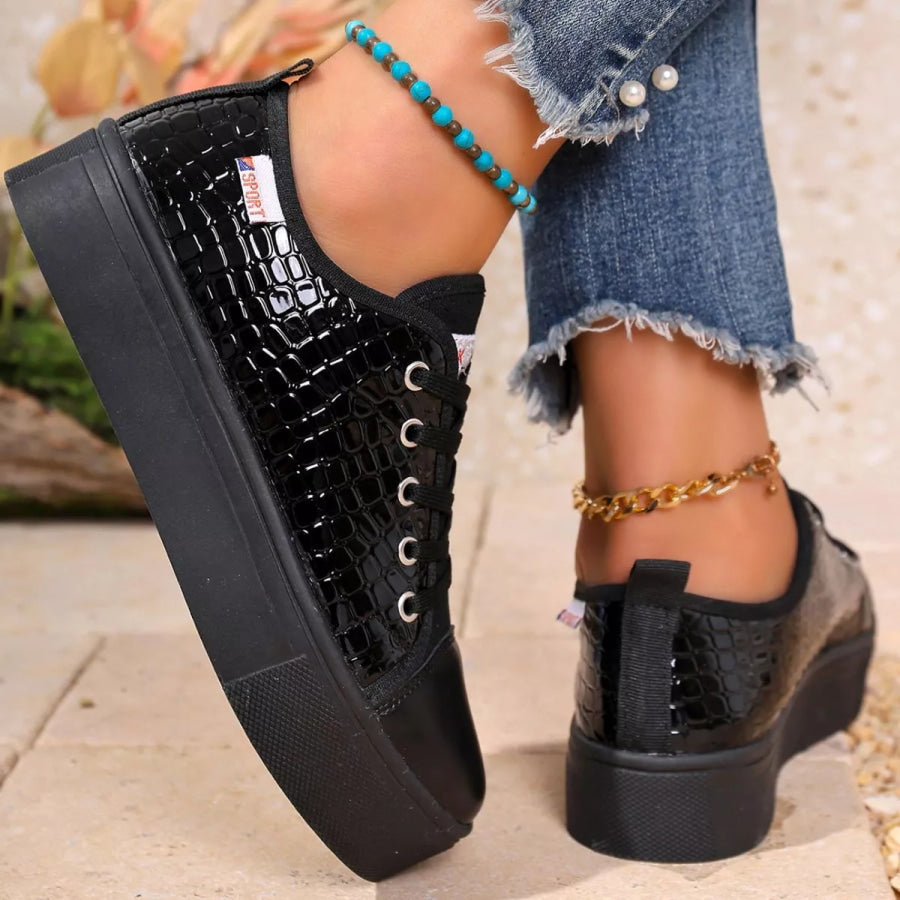 Round Toe Platform Sneakers Apparel and Accessories
