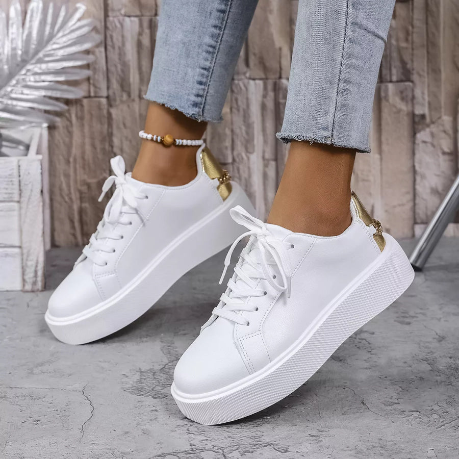 Round Toe Platform Sneakers Apparel and Accessories