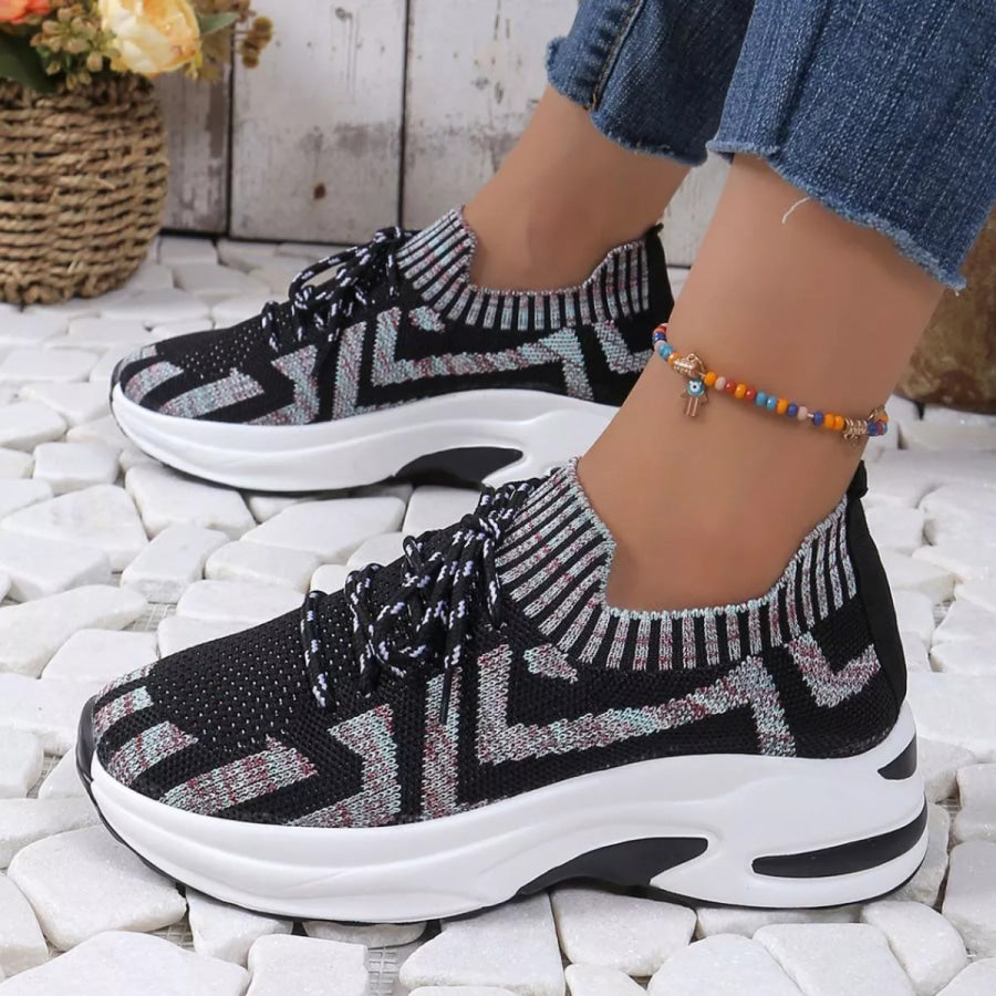 Round Toe Platform Sneakers Apparel and Accessories