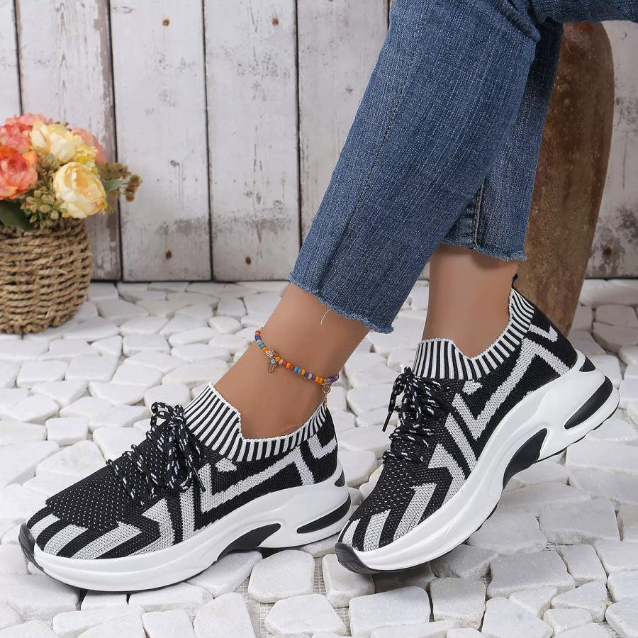 Round Toe Platform Sneakers White / 36 Apparel and Accessories
