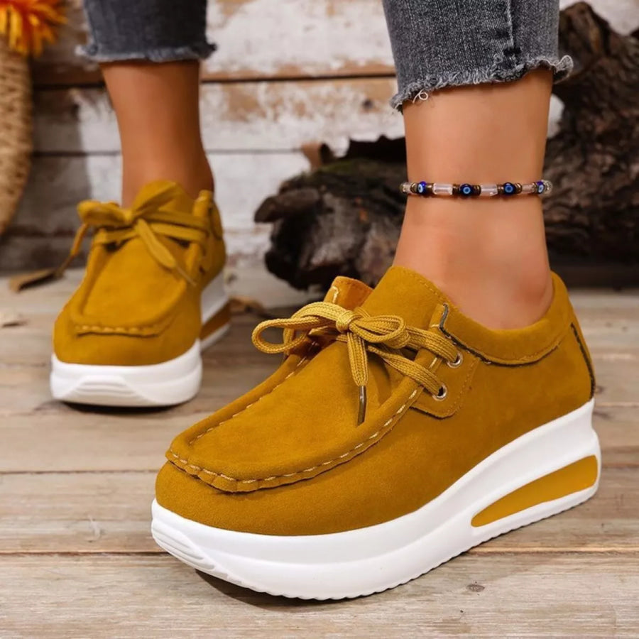 Round Toe Platform Sneakers Yellow / 36 Apparel and Accessories