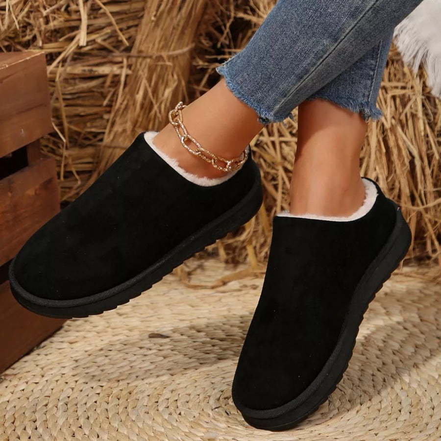 Round Toe Plush Lined Ankle Boots Apparel and Accessories