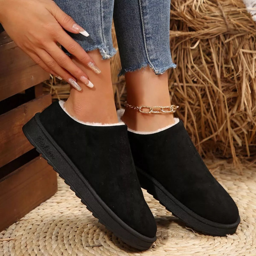 Round Toe Plush Lined Ankle Boots Apparel and Accessories